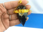 Jet Black Obsidian Arrowhead Pendant Gold Plated with Natural Crystal Quartz Point Gemstone Healing Reiki Jet International Crystal 40 Page Booket Therapy