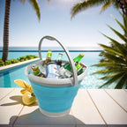 SAMMART 10L (2.64Gallon) Collapsible Fishing Bucket - Foldable Round Tub - Portable Plastic Water Pail - Space Saving Outdoor Waterpot - Trunk Organizer (1, Bright Blue)