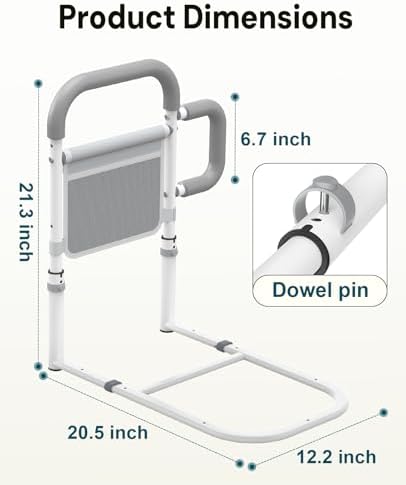 ONTHEWEI Bed Rails for Elderly Adults Safety, with Double Non-Slip Handle & Storage Pouch, Fits Most Bed Sizes, Bed Assist Rails for Seniors and Post-Surgery,Reduce Falls & Support Independence