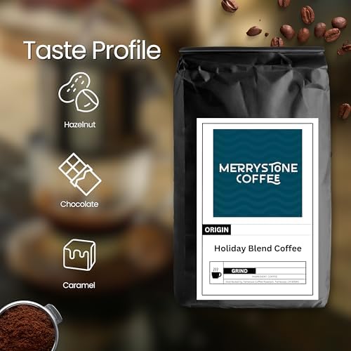 Merrystone Holiday Blend Coffee, Festive Medium-Dark Roast, Roasted to Order, 2 Lb, Espresso Grind
