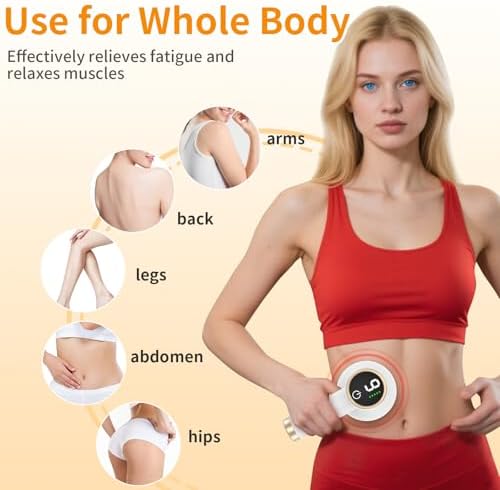 Handheld Body Massager, Body Relaxing Machine, Portable and Cordless Massager for Deep Relaxation, 9 Modes for Body SPA, 8 Massage Heads, 1800mAh Battery, Gift for Men Women, White