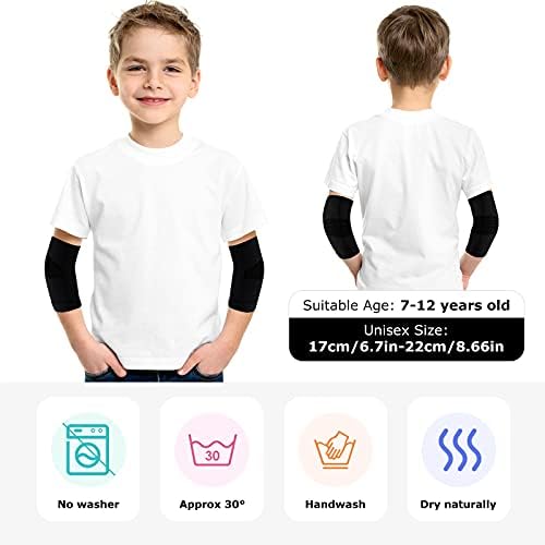 Kasyat Kids Elbow Brace Knit Compression Elbow Sleeve Compression Brace Gym Arm Sleeve Gym Joint Support for Boys and Girls Teen Weight Lifting Sports(2 Pieces,Medium)
