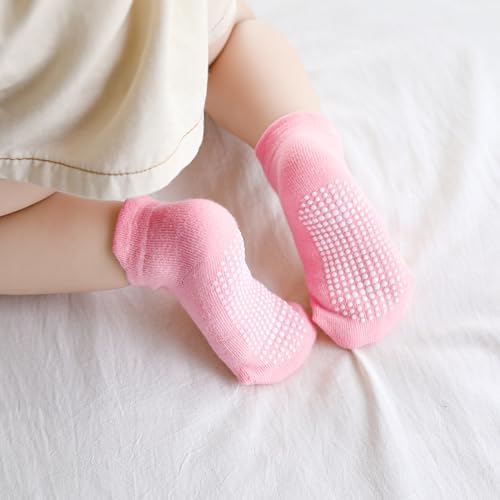 Aroveea Non Slip Grip Ankle Baby Socks 12 Pack for Toddler Boys and Girls Kids,Infant Cute Cotton Baby Socks