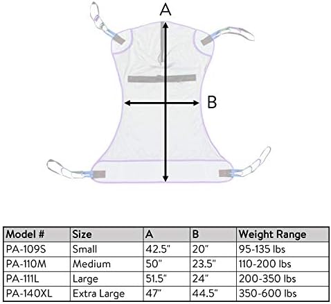 Patient Aid Full Body Mesh Patient Lift Sling (Medium) - Mesh Sling