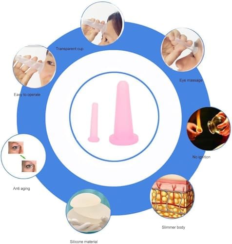 2Pcs Pink Cupping Set, Mini Silicone Face Cupping Set Vacuum Suction Massage Cups Anti Cup Facial Cupping Set for Adults, Anti Wrinkle, Promotes Sleep, Manual Back Massagers