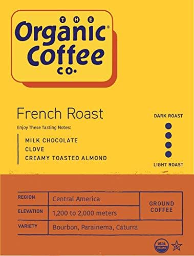 Organic Coffee Co. French Roast Ground Coffee 12 Ounce Dark Roast USDA Organic