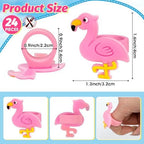 24 PCS Flamingo Cupcake Toppers Cupcake Rings Birthday Cupcake Toppers Tropical Flamingo Theme Cupcake Picks for Baby Shower Hawaiian Luau Aloha Summer Party