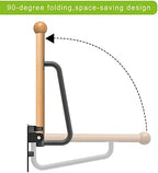 Dolibest 24 Inch Toilet Safety Bar, Foldable Toilet Grab Bar, Wall Mounted Wooden Handicap Grab Bar for Bathroom. Non-Slip and Waterproof Comfty Grip Bar for Disabled Elderly Pregnant, 1PCS