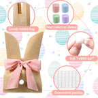 Motipuns 36 Set Easter Bunny Bags, Bunny Paper Gift Treat Bags Cute Candy Goodie Brown Kraft Party Favors Supplies Crafts for Birthday Wedding Party