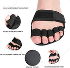 Metatarsal Foot Pads, 1 Pair Toe Straightener Splint Open Five-Toes Socks Forefoot Pads, Non-Slip Ball of Foot Cushions Toe Supports for Overlapping Toes Crooked Hammer Toes Hallux Valgus (L)