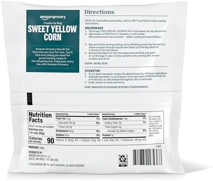 Amazon Grocery, Sweet Yellow Corn, 12 Oz, Frozen