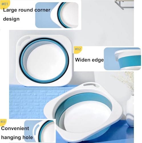 Collapsible Plastic Wash Basin 5L(1.4 Gallon), Kitchen Dishpan, Floding Small Bathtub, Space Saving Plastic Wash Bin for Dorm Camping Supplies Fishing Travel and Home (Blue 1 pcs)