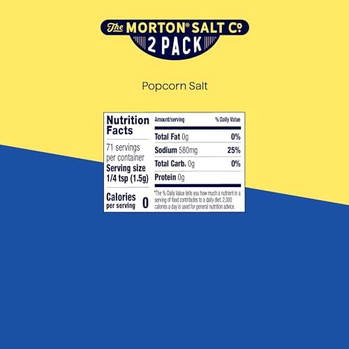 Morton Popcorn Salt, (3.75 oz), 2-Pack, Perfect for Popcorn & Seasoning