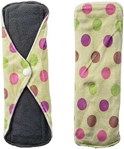 Aslana 6-Pack Reusable Cloth Menstrual Pads Sanitary Napkins for Regular Flow (M, Flower Art 4 Petal Red Green Blue Yellow)