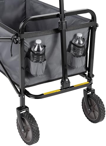 Amazon Basics Collapsible Heavy Duty Utility Wagon for Outdoor Sports, Camping, Garden, and Shopping, 265 Pounds Capacity, 27.6 x 40.9 x 20 inches, Gray