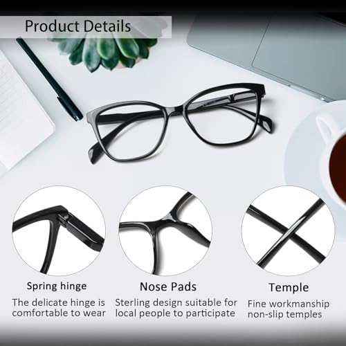 4 Pack Progressive Multifocus Reading Glasses for Women Men Blue Light Blocking Readers with Spring Hinge
