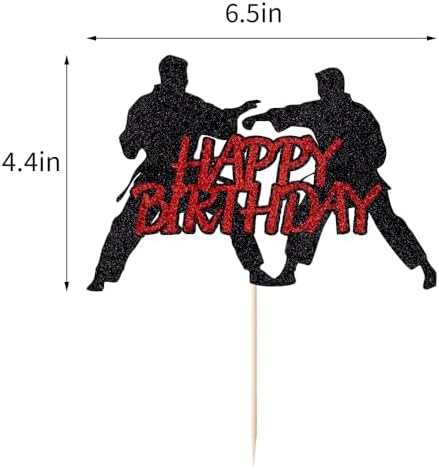 Taekwondo karate cake topper happy birthday martial arts decoration black RED flash karate taekwondo selection kung fu theme baby shower birthday party cake decoration supplies