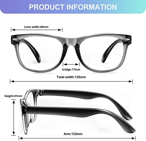 Okany Blue Light Glasses for Kids 3 Pack Blue Light Blocking Glasses for Teen Boys Girls Age 3-10,Computer Screen Gaming TV Phone Glasses Anti Glare,UV & Eye Strain (Grey Black+Transparent+Blue)