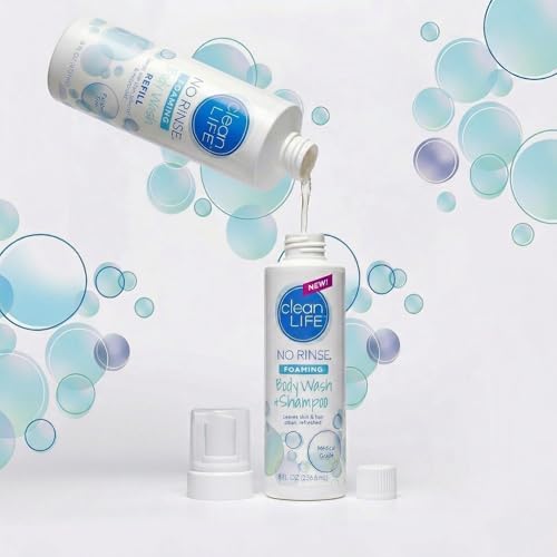 No-Rinse Foaming Body Wash - Waterless Foam Cleanser for Elderly, Adults, Kids, Infants & Caregiver - Rinse-Free for Sensitive Skin - Travel Size - Refreshed & Moisturized Skin - 8 fl oz (Pack of 1)