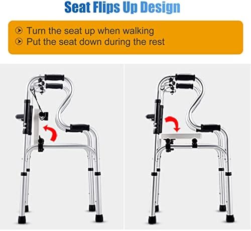 Folding Portable Standard Walker with Seat, No Wheels Compact Lightweight Medical Walking Aid for Hospital/Home, Adult Elderly Disabled Feito na China