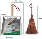 Mini Metal Dustpan and Brush Set, Natural Hand Broom, Stainless Steel Dust Pan, Heat-Safe for Fireplace Ash Cleaning, Anti-Static, Eco-Friendly