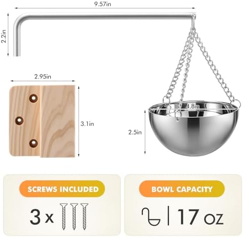 Nuogo 2 Set Sauna Aromatherapy Bowls Oil Cup Holder Swinging Arm Stainless Steel Sauna Accessories Aroma Fragrance Essential Oil Diffuser for Spa Gift