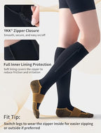 Medical Zipper Compression Socks 20-30 mmHg for Women & Men (2 Pairs) - Easy On Copper Compression Socks for Circulation, Swelling, Odor Control, Athletic, Travel, Flying