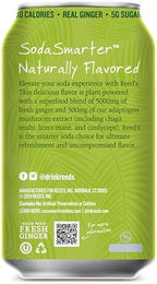 Reed's Ginger Lemongrass Functional Soda - Organic Ginger, Adaptogen Mushroom Blend, Prebiotics - 12oz Cans, 12-Pack