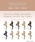Melas Control Top Tights, 60 Denier, Opaque, Nylon, Spandex, Tummy Control Womens Tights- Sizes Small - Q2