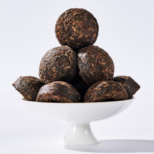 Yunnan Ripe Pu-erh Tea Tuocha, 10 Mini Pu'er Tea Cakes (50g) – Aged Tree Fermented Black Tea, Smooth & Sweet, Individually Wrapped for Easy Brewing