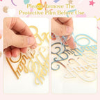 6 PCS Gold Happy Birthday Cake Toppers Mirror Side Cake Toppers DIY Acrylic Glitter Cake Inserts Celebration Birthday Party Event Side Cupcake Cake Decorations，Happy Birthday Side Cake Topper