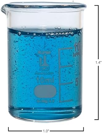 Karter Scientific 214T2, 3.3 Boro, Griffin Low Form, Glass Beaker Set - 4 Sizes - 10ml, 50ml, 100ml, 250ml