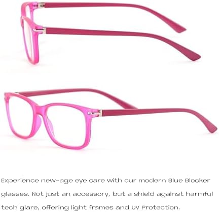 Readerest Blue Light Blocking Glasses – Thin Reflective Lens, Anti-Glare Computer Eyeglasses, UV Protection, Eye Strain Relief (Pink, 2.5 Magnification)