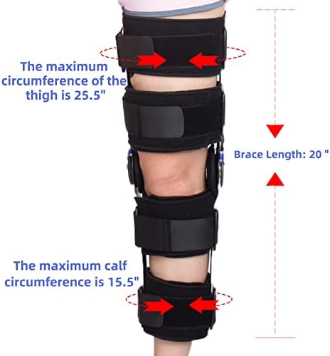 Hinged ROM Knee Brace Post Op Knee Brace Adjustable Knee Immobilizer Support with Side Leg Stabilizers