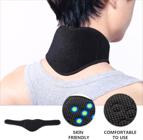 Neck Support Brace Strap: Adjustable Warm Magnetic Collar Self Heating Wrap Tourmaline - Neck Support for Men and Women