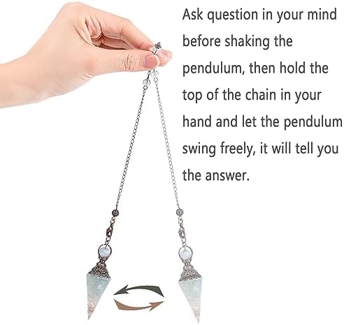 MAIBAOTA Pendulum Crystal, Natural Aquamarine Crystal Pendulums for Dowsing, Spiritual Pointed Crystals for Witchcraft Supplies, Divination Tools