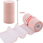 BQTQ 6 Rolls Elastic Adhesive Tape 4 Inch Elastic Bandage Wrap Self Adhesive Wound Wrap Self Adherent Stretch Bandage Sports Tape Elastic Tape Bandage for Wrist Ankle Swelling Sprains (Beige)