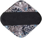 MUMBABY 3pcs Set 1pc Mini Wet Bag +1pcs 8inch Pantyliner +1pcs 10 Inch Regular Charcoal Bamboo Mama Cloth/Menstrual Pads/Reusable Sanitary Pads (Blooming)