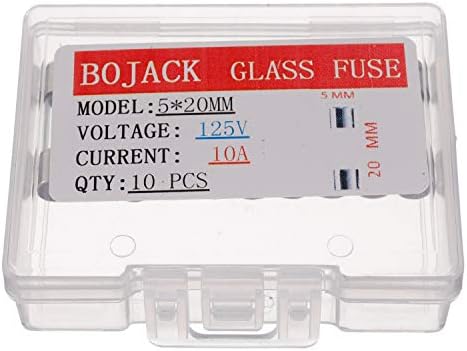 BOJACK 5x20 mm 10 A 10 amp 125 V 125 Volt 0.2x0.78 Inch F10AL125V Fast-Blow Glass Fuses (Pack of 10)