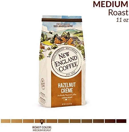 New England Coffee Hazelnut Creme Medium Roast Ground Coffee, 11oz Bag (Pack of 3)