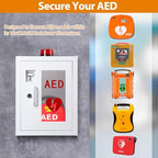 AED Defibrillator Cabinet with Alarm, Wall Mounted AED Medicine Cabinet with Lock Fits All Brands AED Defibrillator 12.8 x 6.7 x 16.1 inch