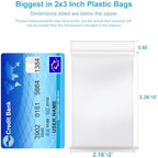 2''x 3'', (Pack of 100) Thick Clear Plastic Reclosable Zip Poly Bags with Resealable Lock Seal Zipper for Photo, Jewelry, Bakery, Treats, Travel, Storage, Packaging & Shipping