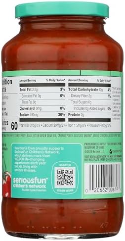 Newman's Own, Tomato & Basil Pasta Sauce, 24 oz, 1.5 Pound (Pack of 1)