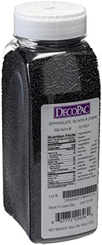 DecoPac Black Sprinkles | Extra Large 26oz Pack | Cake Sprinkle Mix, Fancy Sprinkles For Cake Decorating, Handheld Container, Candy Sprinkles, Cake Sprinkles - Black