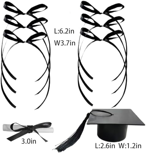 Congrats Bows Cake Toppers Class Of Cake Toppers with Black Bows Cap Graduation Certificate Set for Party Supplies Decor