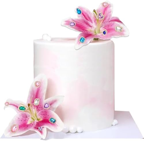 Lily Cake Toppers with Gems Large Artificial Lily Cake Decoration