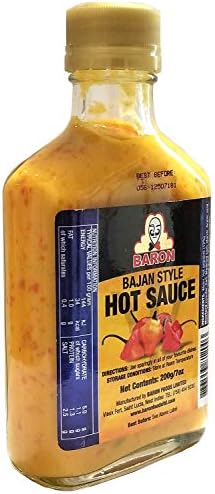 Baron Bajan Style Hot Sauce 7 Ounces (200 grams)