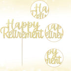 2 Pcs Gold Glitter Happy Retirement Cake Topper Retirement Cake Decoration Picks for Retired Party Supplies Frosting Card Icing Decor Rose Gold Sign Pantry Staple Cooking Baking