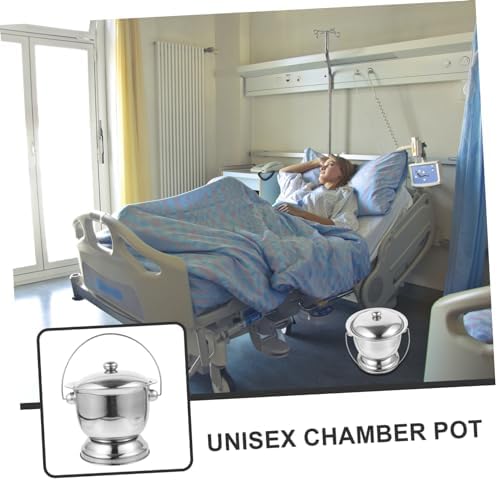 FRCOLOR Urinal Lid Portable Chamber Pot Stainless Steel Spittoon for Home and Camping