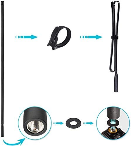 Bingfu Dual Band VHF UHF 136-520MHz 42.5 inch Foldable CS Tactical SMA Female Ham Radio Antenna with 3 feet Extension Relocation Cable for Baofeng BF-F8HP UV-5R UV-82 BF-888S GT-3 Ham Radio